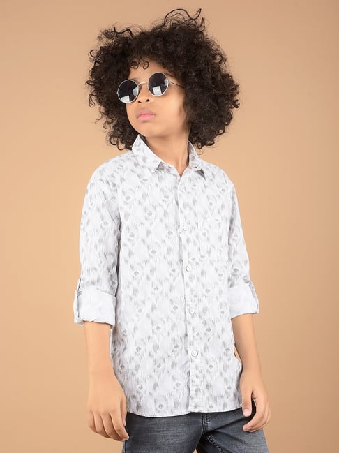 Crimsoune Club Boys Grey Cotton Printed Shirt-picture-12