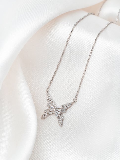 Silberry 925 Sterling Silver Butterfly Charm Necklace