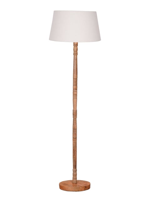 Homesake Mid Century Modern Floor Lamp for Living Room with Fabric Lampshade White