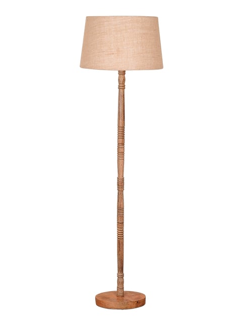 Homesake Mid Century Modern Floor Lamp for Living Room with Fabric Lampshade Off-White