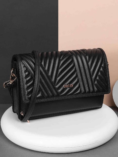 Mochi Black Quilted Medium Sling Handbag