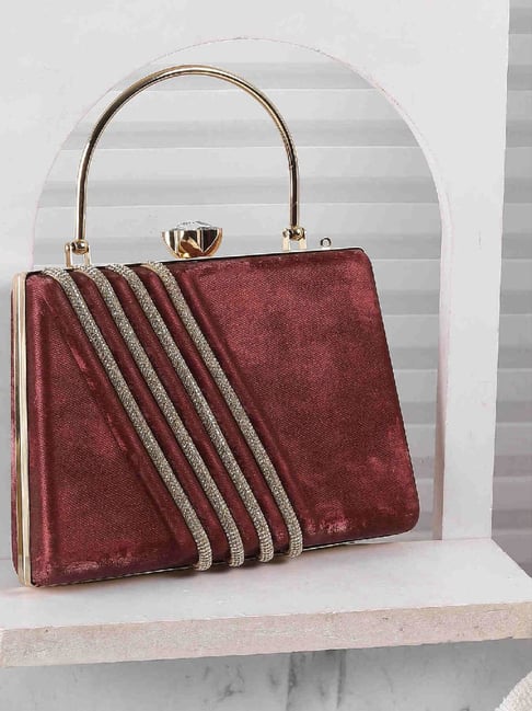 Metro Maroon Embellished Small Clutch