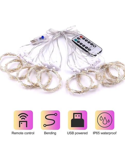 Homesake 8 Modes Curtain Lights Copper String 300 LED 10 Fairy Light 3MTR Each for Decoration