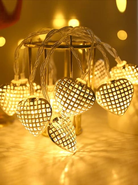 Homesake String Lights Moroccan Copper Lights 5M 14LED for Decoration (Warm White) Golden Heart
