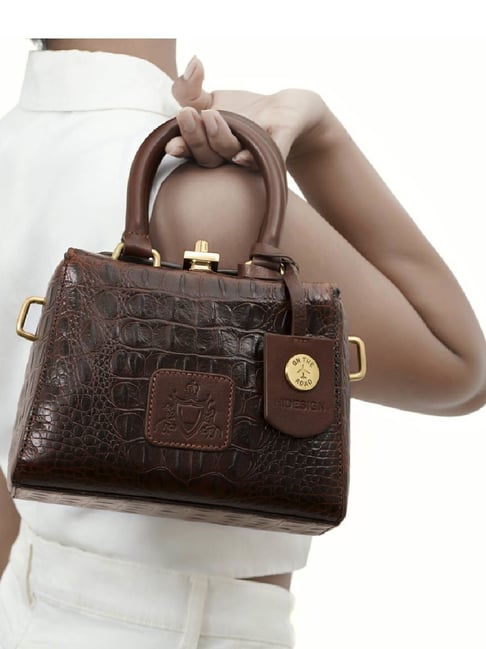 Hidesign Dark Brown Textured Small Sling Handbag