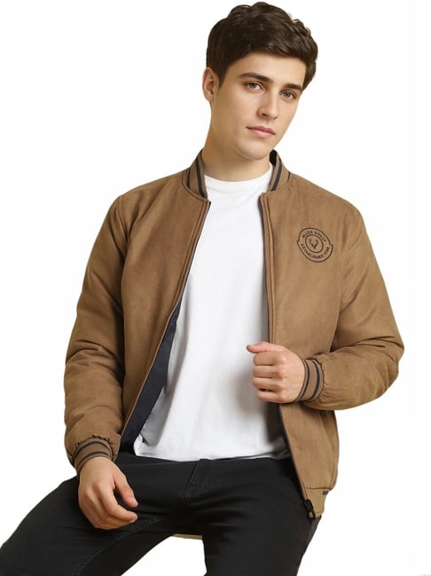 Buy Allen Solly Brown Regular Fit Bomber Jacket for Mens Online
