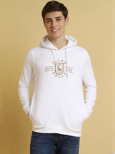 HOT Mens Hoodies Allen Solly White Hoodie Allen Solly White