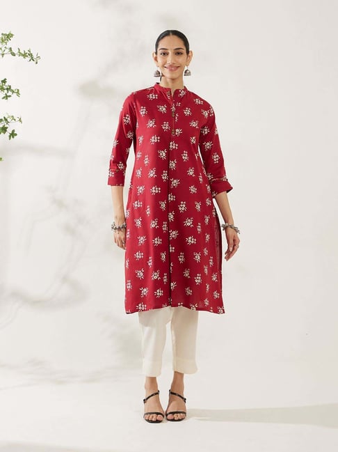 Daali Maroon Printed Straight Kurta-picture-48