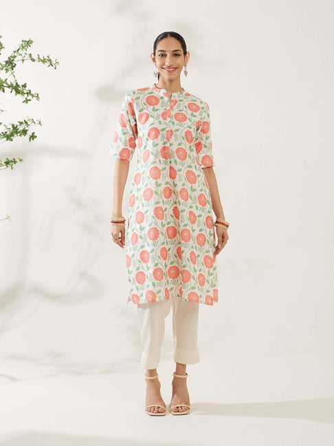 Daali Off White & Orange Printed Straight Kurta-picture-13