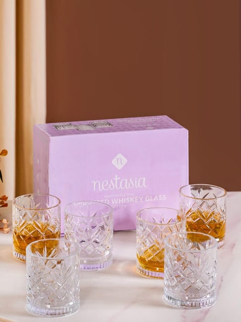 Nestasia Glasses Crystal Textured Set of 6 250ml
