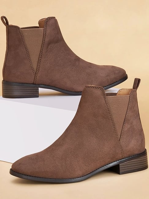 Forever Glam by Pantaloons Women's Taupe Chelsea Boots-picture-20