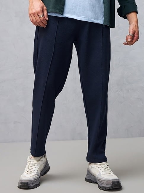 Bewakoof Blue Regular Fit Solid Track Pants-picture-24