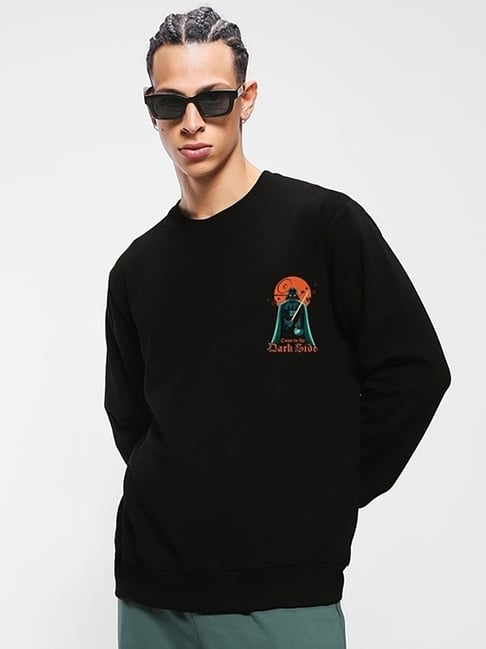Bewakoof Black Regular Fit Graphic Print Sweatshirt-picture-33