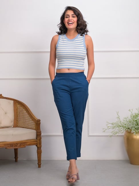 Juniper Blue Cotton Regular fit Pant-picture-12