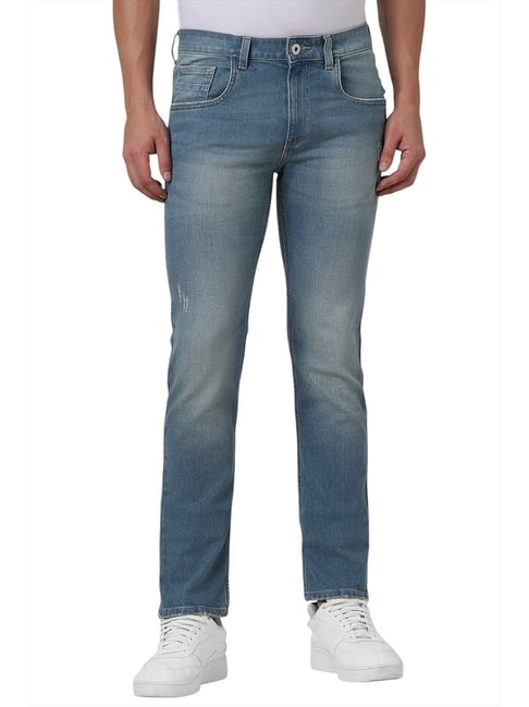 Van Heusen Blue Cotton Slim Fit Solid Jeans-picture-29