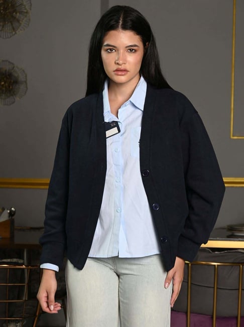 Odette Blue Plain Shirt with Jersey Coat-picture-31