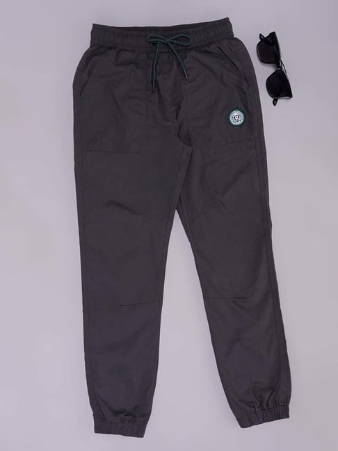 Pantaloons Junior Boys Glacier Gray Cotton Solid Track Bottoms & Joggers-picture-19
