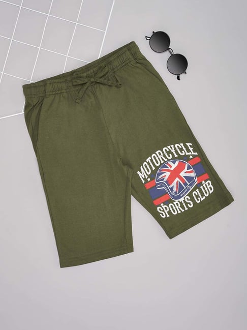 Pantaloons Junior Boys Deep Olive Cotton Printed Shorts-picture-13