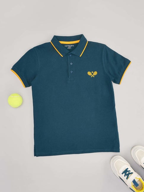 Pantaloons Junior Boys Teal Blue Cotton Solid T-Shirts-picture-31