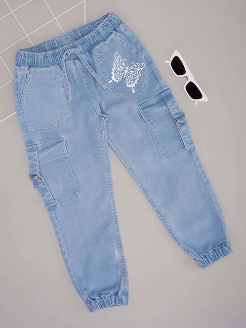 Pantaloons Junior Girls Light Blue Cotton Washed Jeans-picture-22