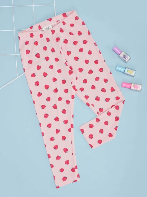 Pantaloons Junior Girls Barely Pink Printed Legging