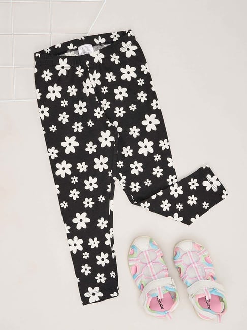Pantaloons Junior Girls Jet Black Floral Legging