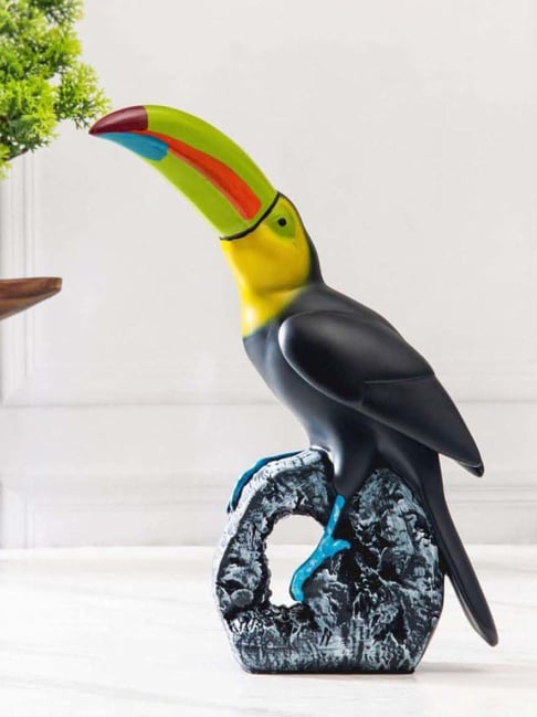 Smokey Cocktail Black & Yellow Resin Toucan Tropican Bird Sculpture-picture-25