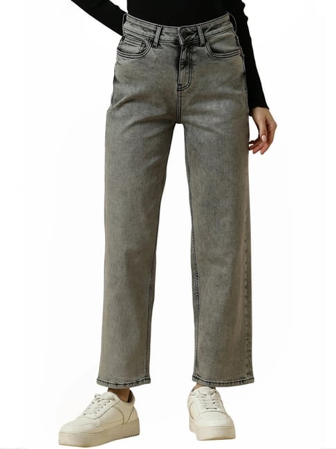 Allen Solly Grey Cotton Plain Jeans-picture-33