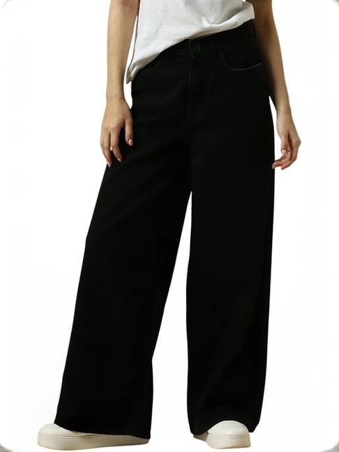 Allen Solly Black Cotton Plain Jeans-picture-43