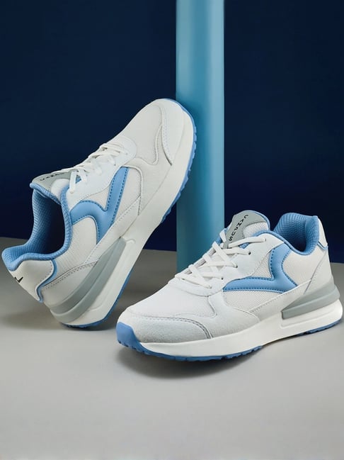 Campus Women's NITRO FLY White & Sky Blue Sneakers