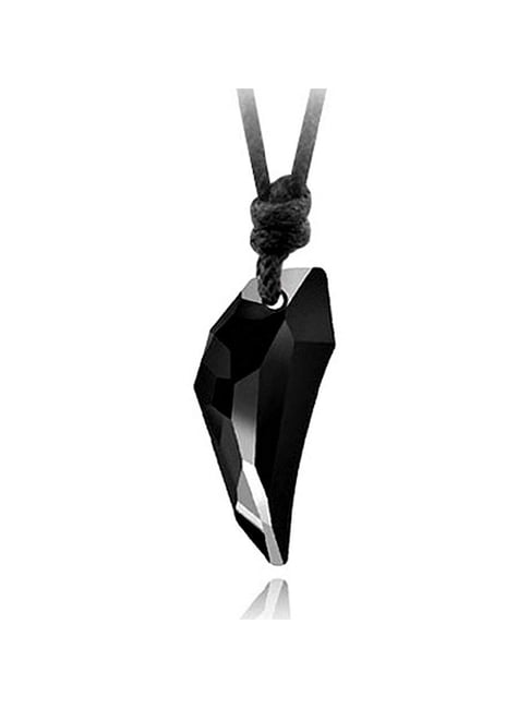 Buy Peora Wolf Tooth Black Crystal Pendant Necklace Adjustable