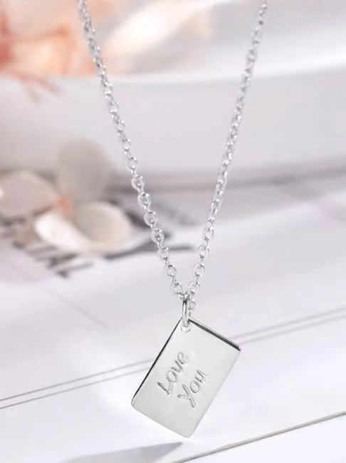 Peora Silver Plated Envelope Locket Love You Secret Message Pendant with Chain