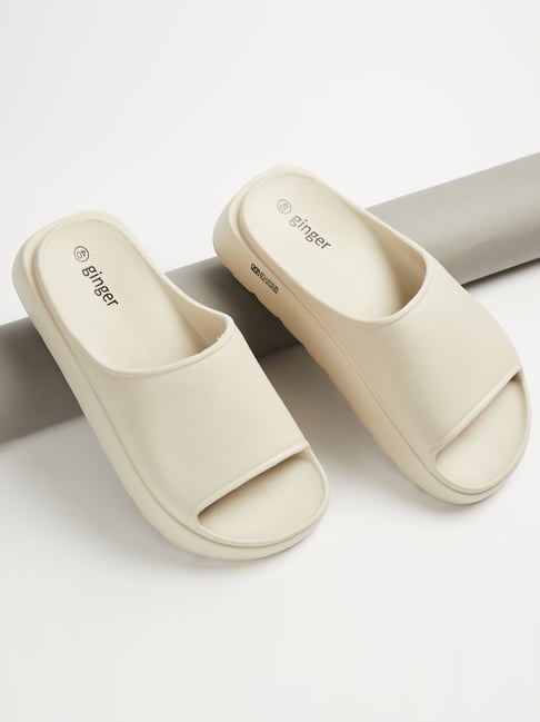 Ginger by Lifestyle Beige Slide Sandals
