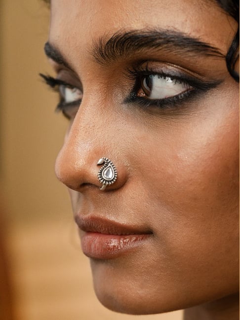 Shaya 925 Oxidized Silver Mauj Masti Nose Pin