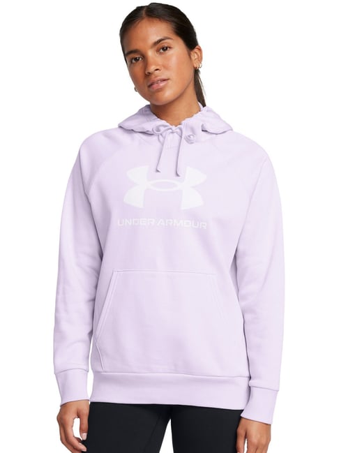 Under Armour Purple Cotton Logo Printed Sports Hoodie