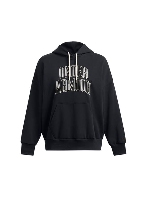 Under Armour Black Cotton Logo Printed Sports Hoodie