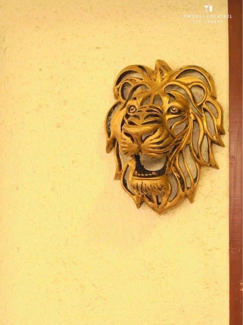 Smokey Cocktail Gold Resin 3D Lion Head Sculpture Wall Decor-picture-36