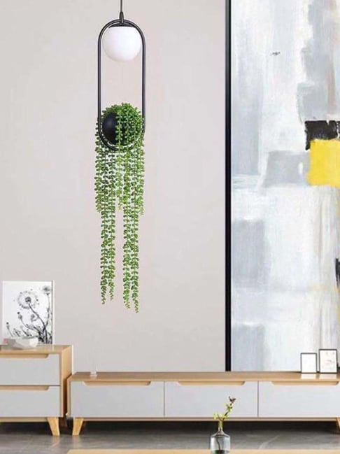 Smokey Cocktail Black Wood Adjustable Led Ceiling Light With Planter-picture-27