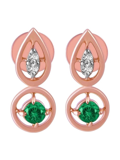 P.C. Chandra Jewellers 14KT (585) Rose Gold and Diamond Drop Earrings for Women