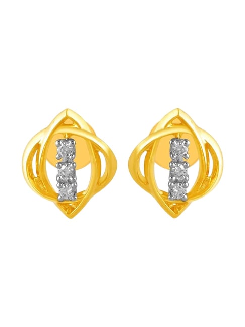P.C. Chandra Jewellers 14KT (585) Yellow Gold and Diamond Stud Earrings for Women