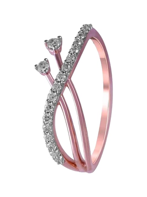 P.C. Chandra Jewellers 14KT (585) Rose Gold and Diamond Finger Ring for Women