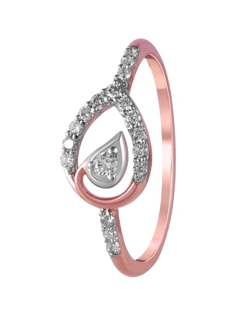 P.C. Chandra Jewellers 14KT (585) Rose Gold and Diamond Finger Ring for Women