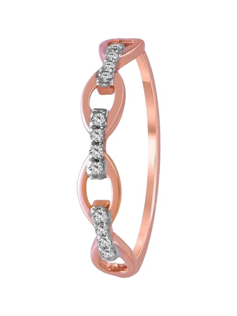 P.C. Chandra Jewellers 14KT (585) Rose Gold and Diamond Finger Ring for Women
