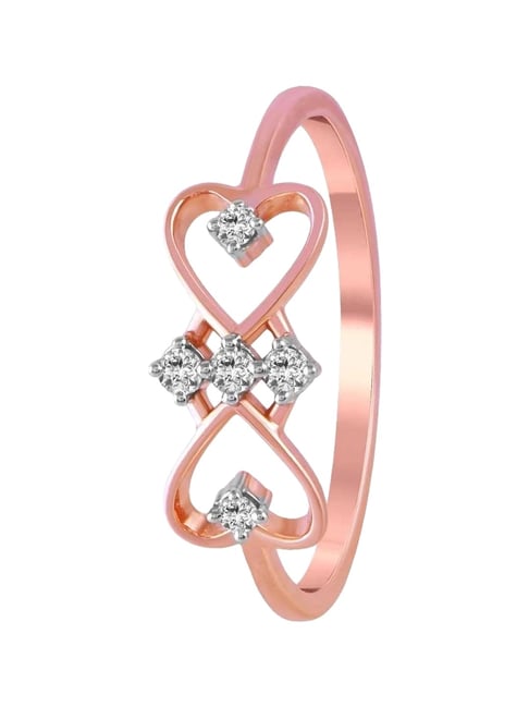 P.C. Chandra Jewellers 14KT (585) Rose Gold and Diamond Finger Ring for Women