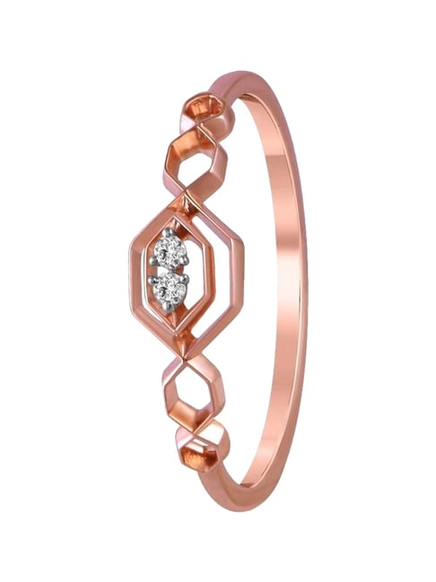 P.C. Chandra Jewellers 14KT (585) Rose Gold and Diamond Finger Ring for Women