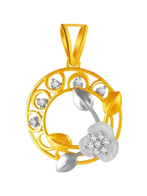 P.C. Chandra Jewellers 14KT (585) Yellow Gold and Diamond Pendant (Without Chain) for Women