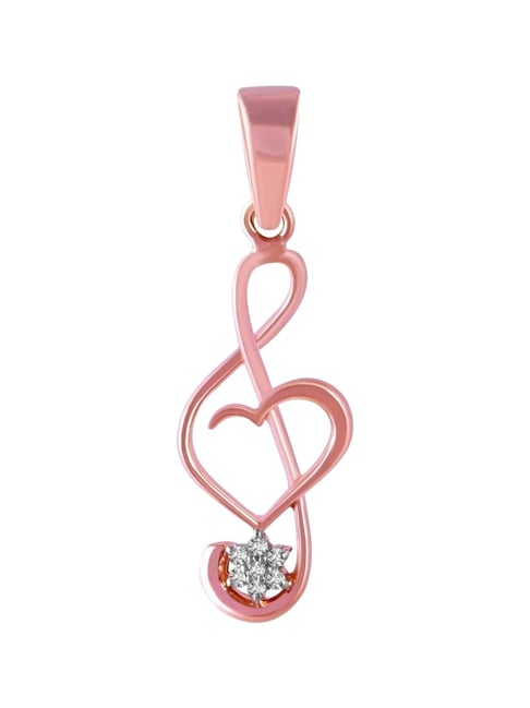 P.C. Chandra Jewellers 14KT (585) Rose Gold and Diamond Pendant (Without Chain) for Women