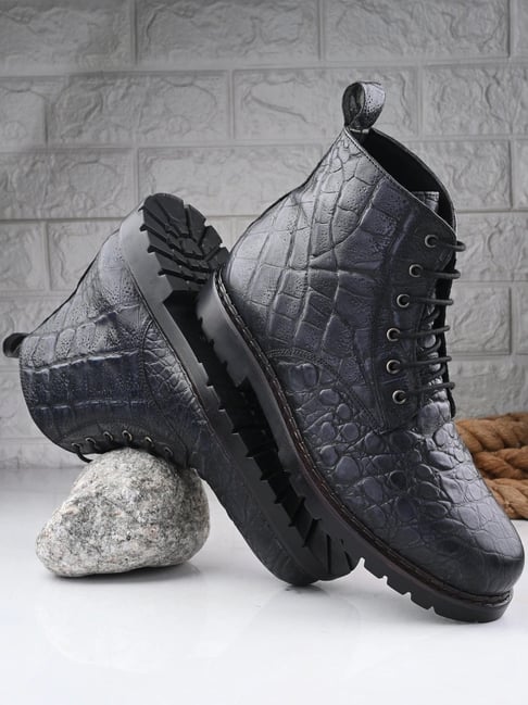 Carlo Romano Men's Grey Derby Boots