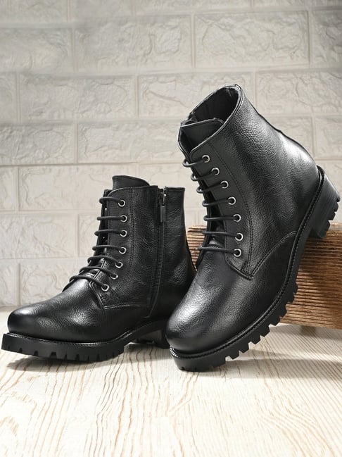 Carlo Romano Women's Black Derby Boots-picture-28