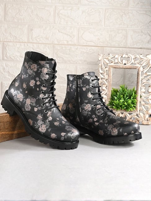 Carlo Romano Women's Black & Grey Derby Boots-picture-30